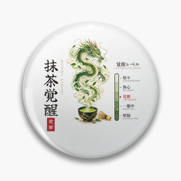 Item preview, Matcha Kakusei Awakening Level – Japanese Kanji Dragon Matcha Lover Design designed and sold by Mori Finch Press.