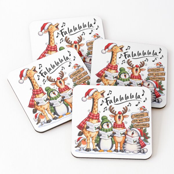 Aperçu de l'œuvre Funny Christmas Caroling Animals créée et vendue par DoodleDarling.