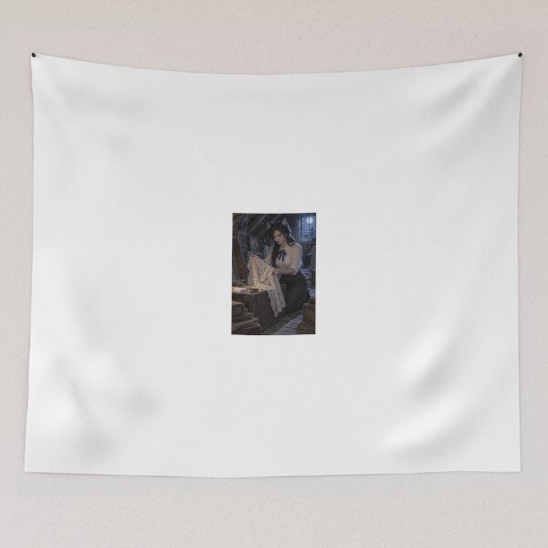 Item preview, Woman in white blouse near haunted house designed and sold by CathryneDelamort.