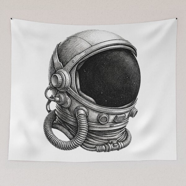 Item preview, Astronaut helmet - Realistic Black and White designed and sold by Minimalisticaly.