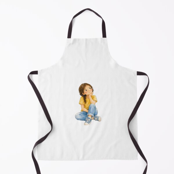 Item preview, Dreamy Girl Sitting – Cute Watercolor Illustration designed and sold by Sk1628.