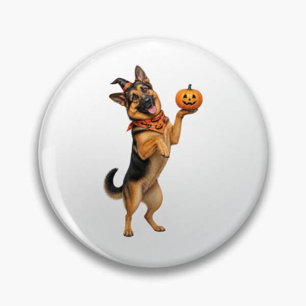 Item preview, Cute German Shepherd Holding Halloween Pumpkin Dog Art designed and sold by gushtera.
