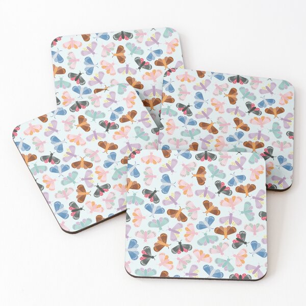 Item preview, Colourful Moths Light Blue Pattern designed and sold by winterpumpkin.