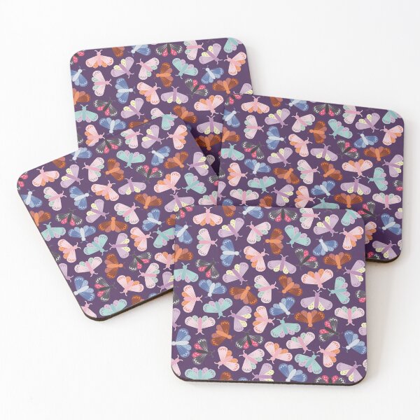 Item preview, Colourful Moths Dark Purple Pattern designed and sold by winterpumpkin.