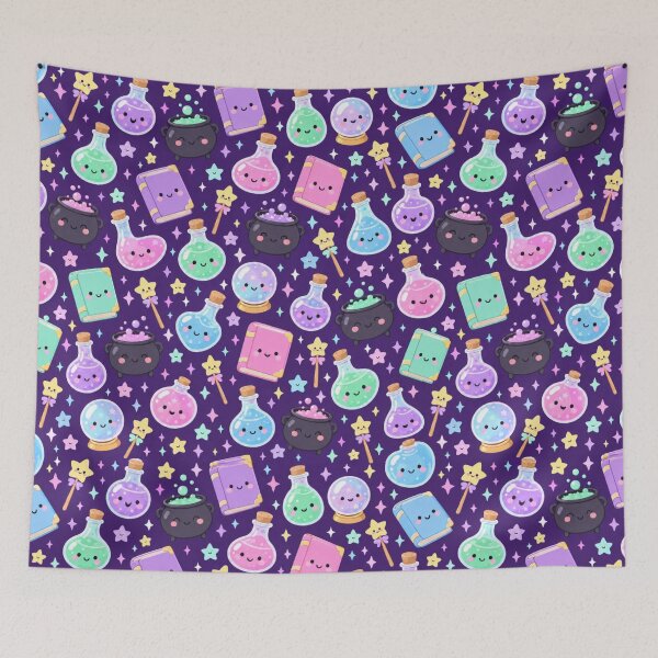 Item preview, Kawaii Magic Potion Lab Cute Seamless Pattern Print designed and sold by Inkworksbyshery.
