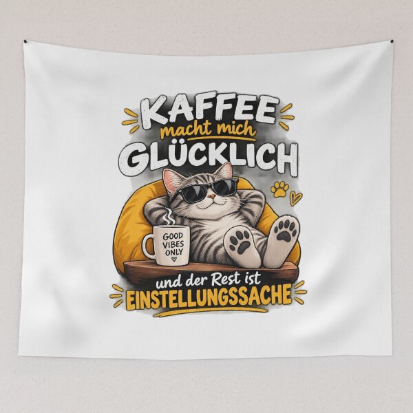 Item preview, Coffee makes me happy – Funny cat with coffee designed and sold by dawia.