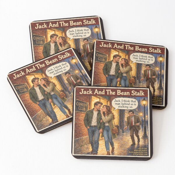 Item preview, Jack and the Bean Stalking Us Funny Fairy Tale Pun Cartoon by Rick London designed and sold by Rick London Gifts.