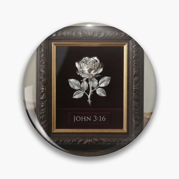 Artikelvorschau, Johannes 3,16, gerahmtes Bild einer silbernen Rose entworfen und verkauft von Stevercortinas.
