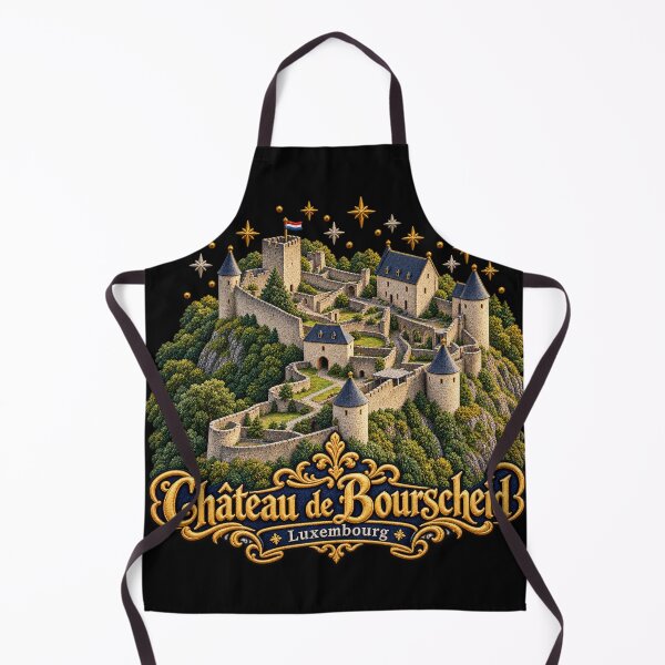 Item preview, Bourscheid Castle Luxembourg Embroidered Medieval Travel Art designed and sold by Emoji Emblems.
