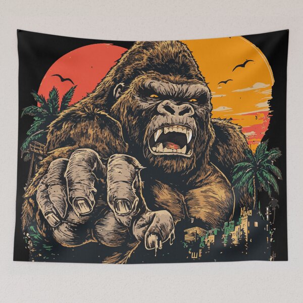 Item preview, Roaring Gorilla Retro Sunset Jungle designed and sold by ClubVacay.