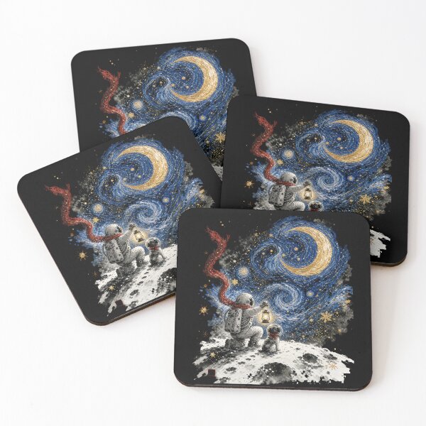 Item preview, Moon Cabin Starry Night Crescent Moon Winter Art designed and sold by JessArty.