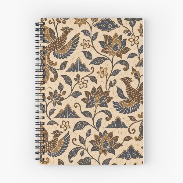 Item preview, Patrón sin costuras de batik javanés | Batik indonesio con aves fénix y loto en color marrón sogan designed and sold by StickyGuys.