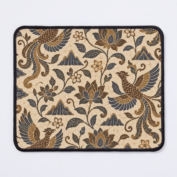 Item preview, Javanese Batik Seamless Pattern | Indonesian Batik with Phoenix Birds and Lotus in Sogan Brown designed and sold by StickyGuys.