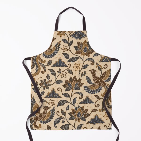 Artikelvorschau, Nahtloses Batikmuster aus Java | Indonesische Batik mit Phönixen und Lotusblumen in Soganbraun entworfen und verkauft von StickyGuys.