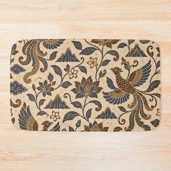 Item preview, Javanese Batik Seamless Pattern | Indonesian Batik with Phoenix Birds and Lotus in Sogan Brown designed and sold by StickyGuys.