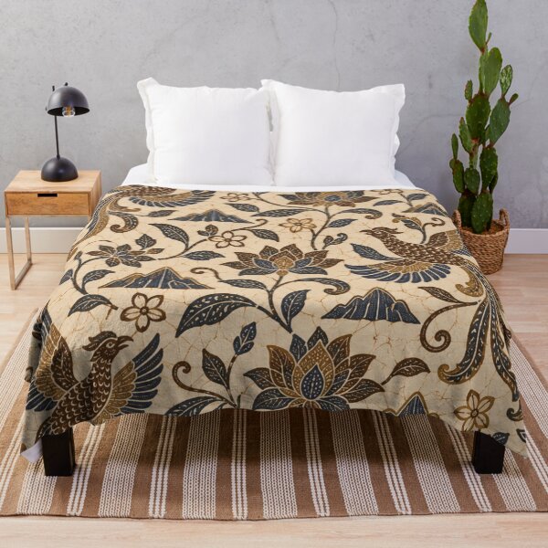 Artikelvorschau, Nahtloses Batikmuster aus Java | Indonesische Batik mit Phönixen und Lotusblumen in Soganbraun entworfen und verkauft von StickyGuys.
