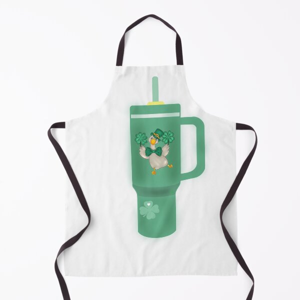 Item preview, cute dancing duck, clovers, water bottle, greenery, white background designed and sold by artblonska.