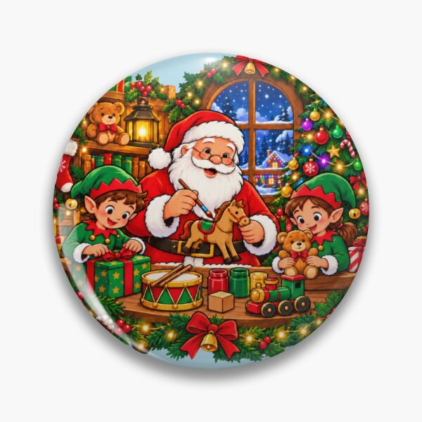 Item preview, Santa's Christmas Toy Workshop with Cute Elves, Teddy Bears & Festive Holiday Decorations designed and sold by ALH Apparel.