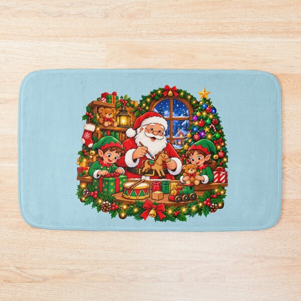 Item preview, Santa's Christmas Toy Workshop with Cute Elves, Teddy Bears & Festive Holiday Decorations designed and sold by ALH Apparel.