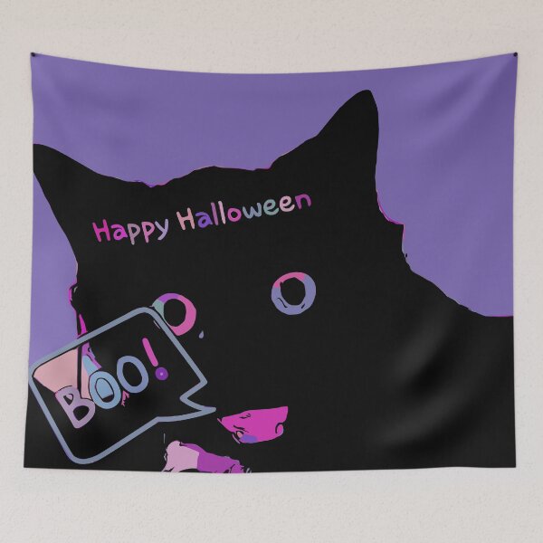 Item preview, Black cat with Spooky Holloween message designed and sold by NC NatureVisions.
