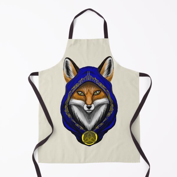 Artikelvorschau, Mystischer blauer Magier, roter Fuchs, Porträt mit dunkelgoldenen Runen entworfen und verkauft von URSM.