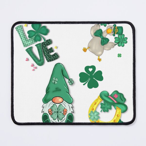Item preview, sticker pack, leprechaun, shamrocks, clovers, love, dancing duck, golden horseshoe, white background designed and sold by artblonska.