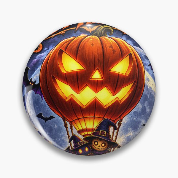 Item preview, Happy Halloween – Pumpkin Hot Air Balloon & Witches designed and sold by thirtyonestars.