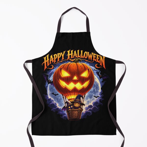 Item preview, Happy Halloween – Pumpkin Hot Air Balloon & Witches designed and sold by thirtyonestars.