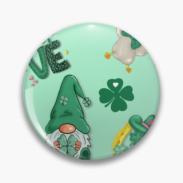 Item preview, sticker pack, leprechaun, shamrocks, clovers, love, dancing duck, golden horseshoe, light green background designed and sold by artblonska.