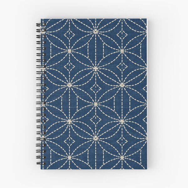 Item preview, Indigo Japanese Stitch Geometric Floral Textile Pattern designed and sold by Apex Designs.