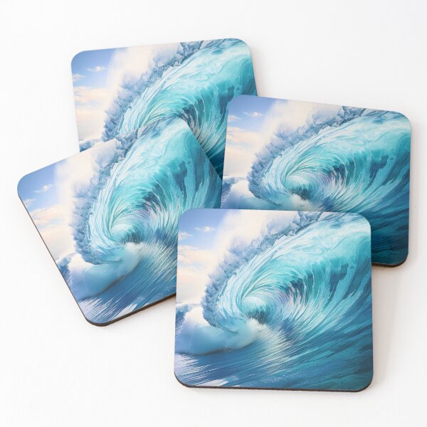 Item preview, A powerful, curling ocean wave with vibrant shades of blue and white, capturing the dynamic energy and beauty of the sea designed and sold by homydesign.