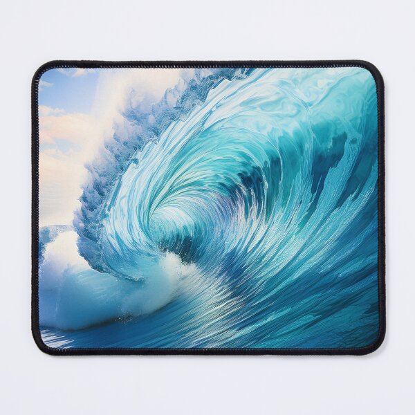 Item preview, A powerful, curling ocean wave with vibrant shades of blue and white, capturing the dynamic energy and beauty of the sea designed and sold by homydesign.