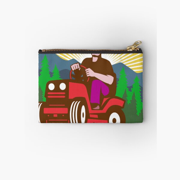 Item preview, Gardener Landscaper Ride On Mower With Trees and Mountains WPA Retro designed and sold by patrimonio.