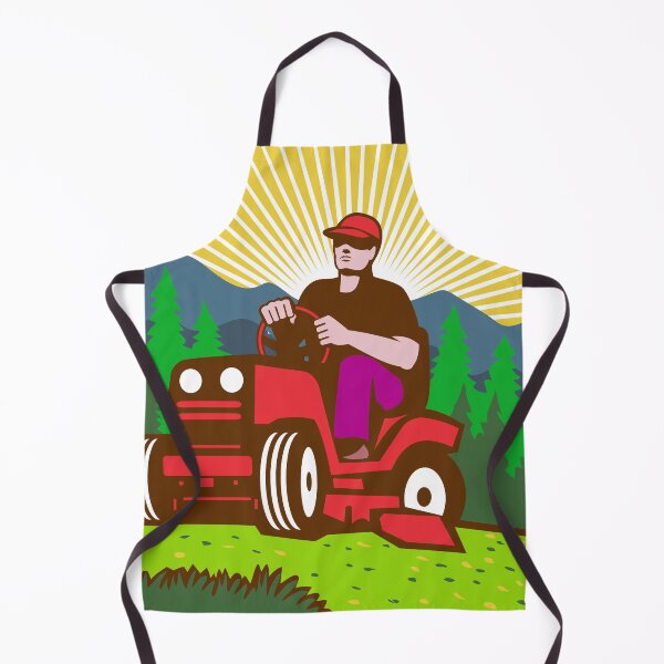 Item preview, Gardener Landscaper Ride On Mower With Trees and Mountains WPA Retro designed and sold by patrimonio.