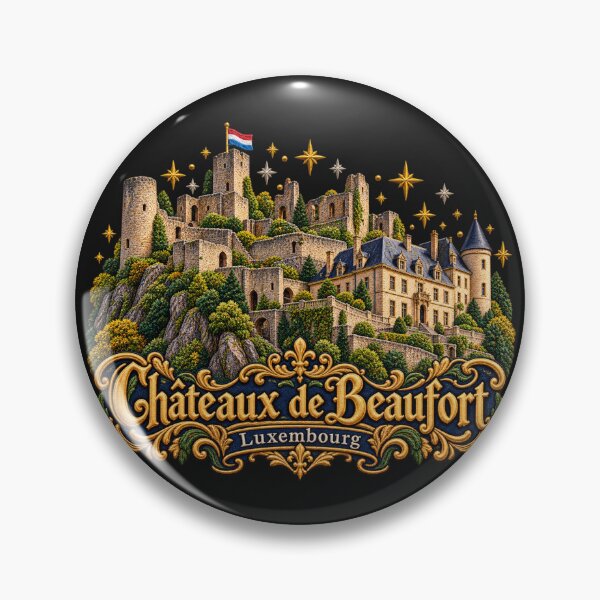 Item preview, Beaufort Castle Luxembourg Ornate Embroidered Travel Art designed and sold by Emoji Emblems.