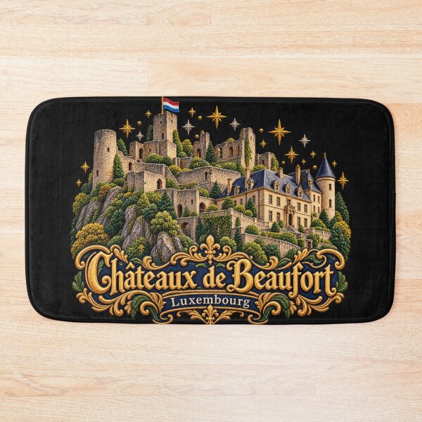 Item preview, Beaufort Castle Luxembourg Ornate Embroidered Travel Art designed and sold by Emoji Emblems.