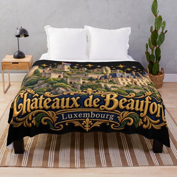 Item preview, Beaufort Castle Luxembourg Ornate Embroidered Travel Art designed and sold by Emoji Emblems.