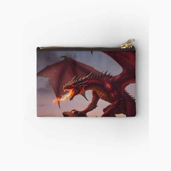 Item preview, Red Dragon Breathing Fire in Volcanic Wasteland designed and sold by Fanta-sticky.