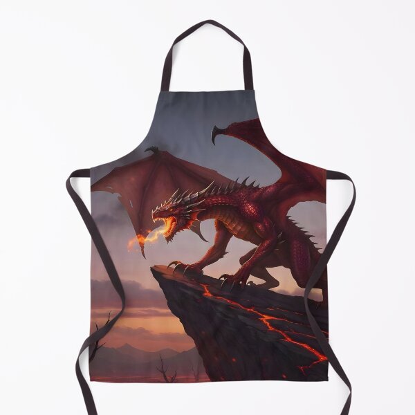 Item preview, Red Dragon Breathing Fire in Volcanic Wasteland designed and sold by Fanta-sticky.