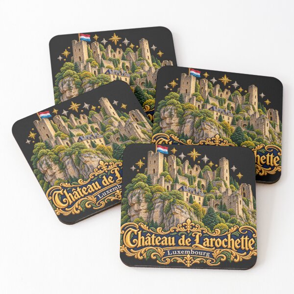 Item preview, Larochette Castle Luxembourg Ornate Embroidered Medieval Travel Art designed and sold by Emoji Emblems.