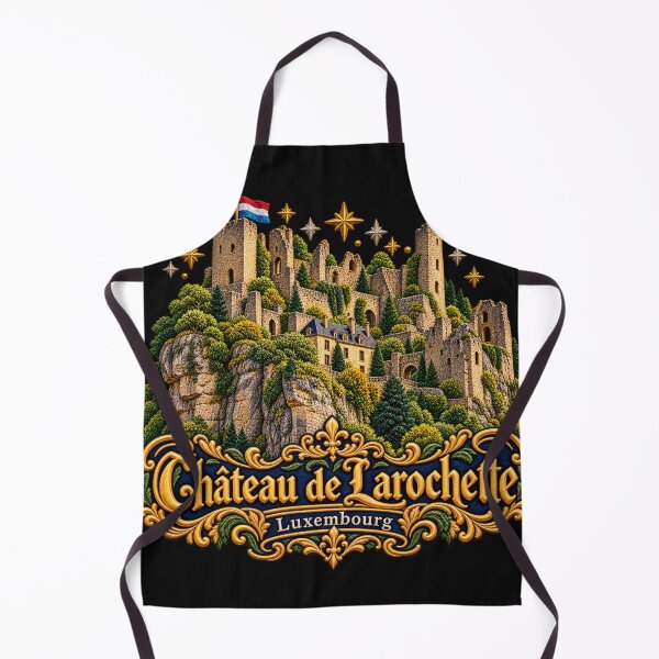 Item preview, Larochette Castle Luxembourg Ornate Embroidered Medieval Travel Art designed and sold by Emoji Emblems.