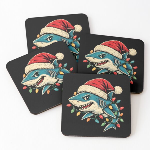 Item preview, Retro Christmas Shark Santa Hat Holiday Lights designed and sold by Moizento.
