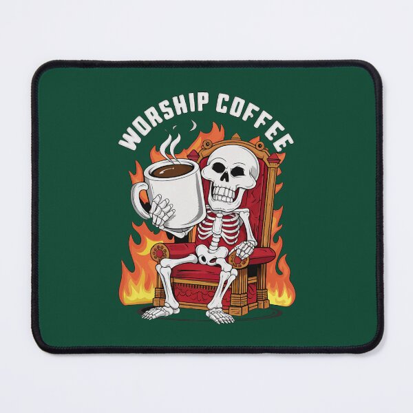 Item preview, Funny Worship Coffee Skeleton designed and sold by ONTCdesign.