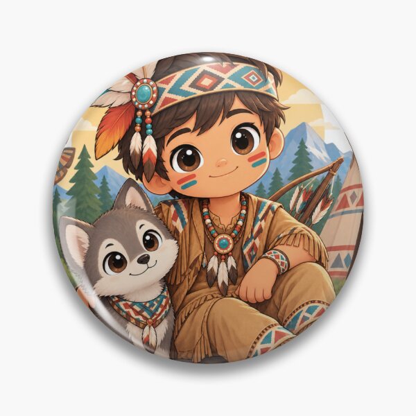 Item preview, Little Native American Boy and Wolf Camping Art designed and sold by Ancient Egypt treasures.