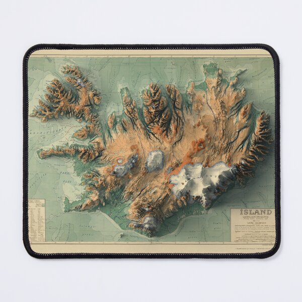 Item preview, 1928 Iceland Relief Map 3D digitally-rendered designed and sold by ThinkAboutMaps.