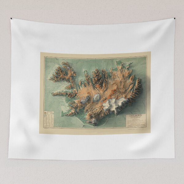 Item preview, 1928 Iceland Relief Map 3D digitally-rendered designed and sold by ThinkAboutMaps.