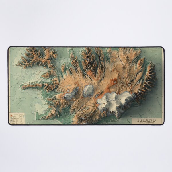 Item preview, 1928 Iceland Relief Map 3D digitally-rendered designed and sold by ThinkAboutMaps.