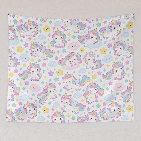 Item preview, Kawaii Unicorn Magic Cute Seamless Pattern Print designed and sold by Inkworksbyshery.