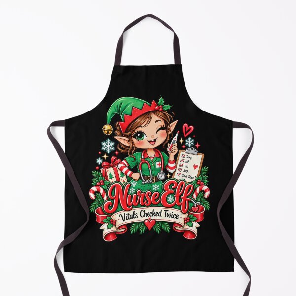Artikelvorschau, Nurse Elf Vitals Checked Twice Shirt, Cute Christmas Elf Nurse Tee, Funny RN Holiday Gift Sweatshirt entworfen und verkauft von PRINYOS.
