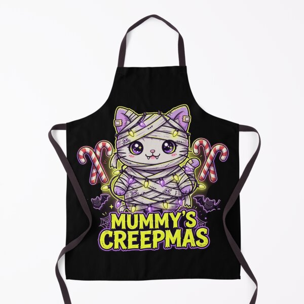 Item preview, Mummy's Creepmas Cute Mummy Cat Wrapped in Christmas Lights Spooky Holiday designed and sold by Neon Bones Studio.